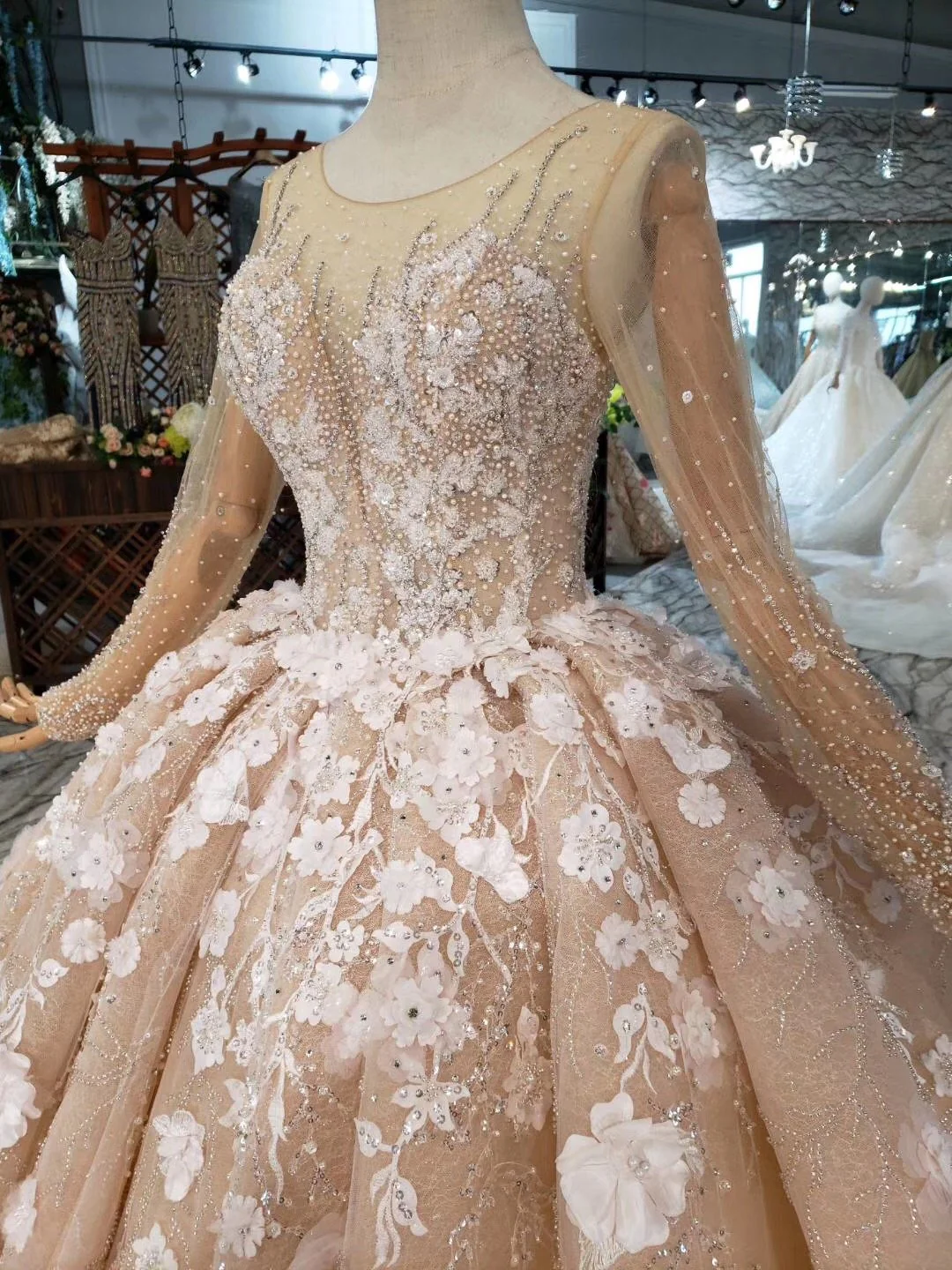 princess long sleeves ball gown wedding dresses, floral appliques wedding gown dmj95 princess long sleeves ball gown wedding dresses, floral appliques wedding gown dmj95