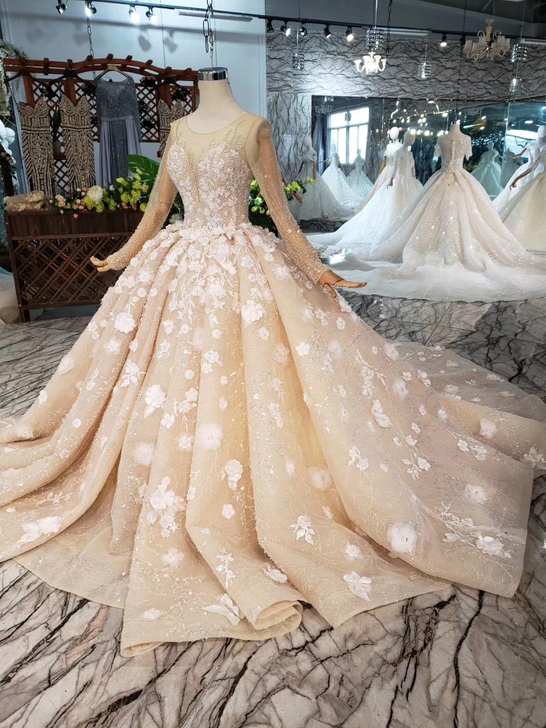 princess long sleeves ball gown wedding dresses, floral appliques wedding gown dmj95 princess long sleeves ball gown wedding dresses, floral appliques wedding gown dmj95