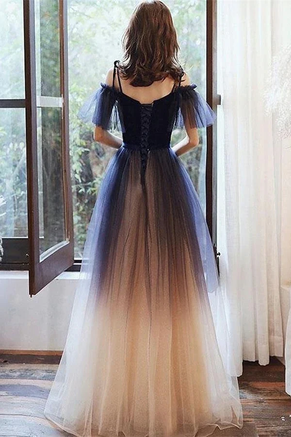 charming spaghetti straps long ombre color a line tulle prom dress for girls dmp170 charming spaghetti straps long ombre color a line tulle prom dress for girls dmp170
