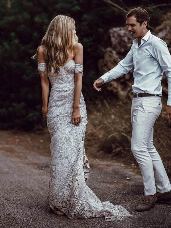 ivory lace sheath sweetheart neck boho beach wedding dresses dmf80 ivory lace sheath sweetheart neck boho beach wedding dresses dmf80