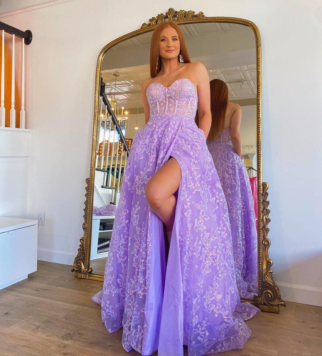 sweetheart lilac long evening party dress embroidered butterfly detachable sleeves lavender prom dresses dm1977 sweetheart lilac long evening party dress embroidered butterfly detachable sleeves lavender prom dresses dm1977