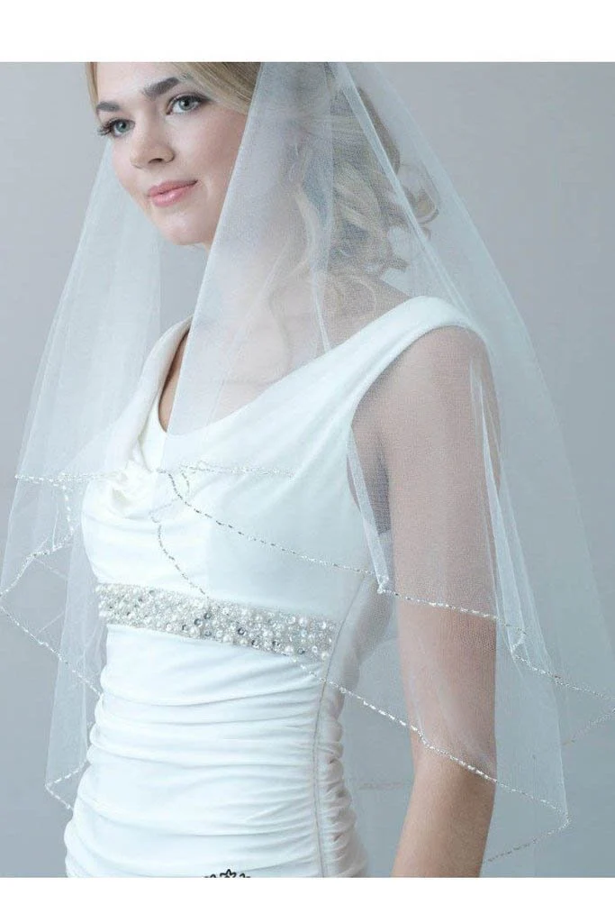 2 layers beaded wedding veil with blusher fingertip wv5 2 layers beaded wedding veil with blusher fingertip wv5