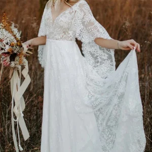import placeholder for lace v neck backless boho wedding dresse 160220444