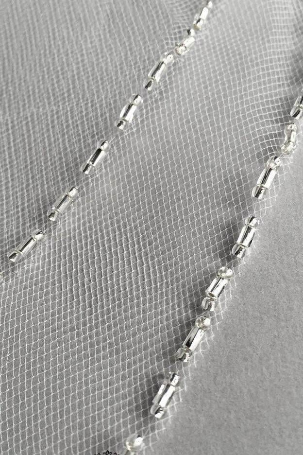 2 layers beaded wedding veil with blusher fingertip wv5 2 layers beaded wedding veil with blusher fingertip wv5