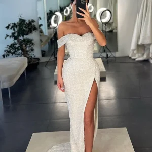 Evening Dresses import placeholder for mermaid off white off the shoulder sequi 160219628