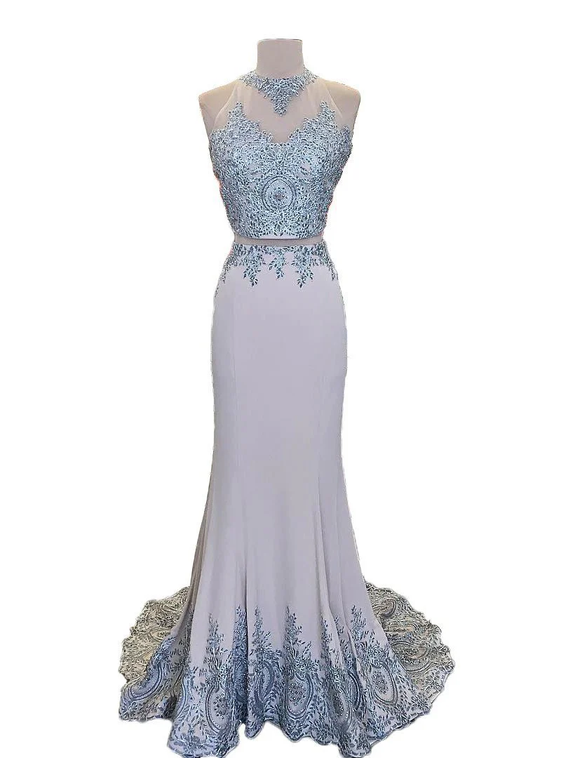 lace appliqued 2 pieces mermaid sweep train prom dresses,senior prom stunning dress dm178 lace appliqued 2 pieces mermaid sweep train prom dresses,senior prom stunning dress dm178