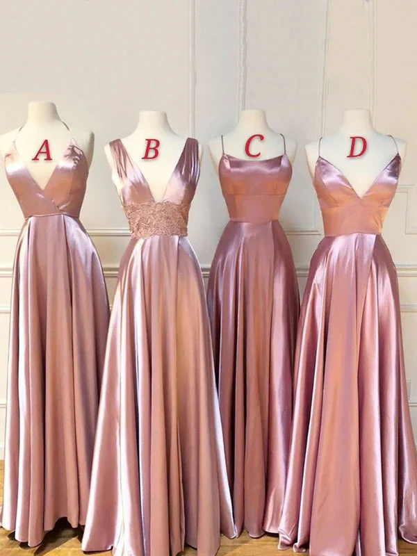 mismatched dusty rose a line satin long cheap bridesmaid dresses dm1842 mismatched dusty rose a line satin long cheap bridesmaid dresses dm1842
