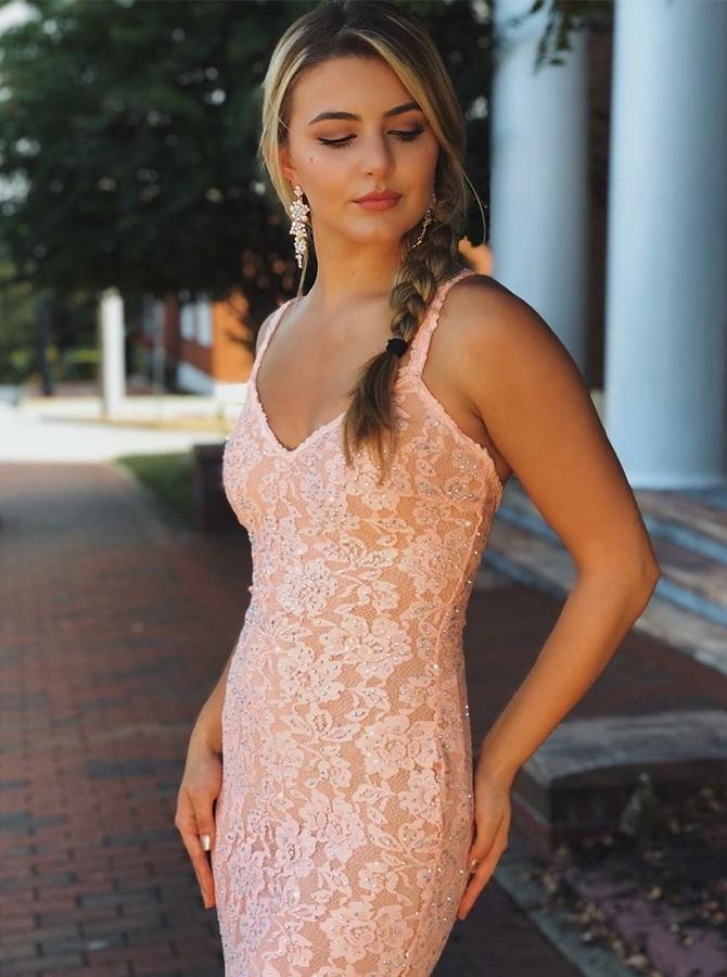mermaid v neck sleeveless pink lace backless prom dresses with straps dmg96 mermaid v neck sleeveless pink lace backless prom dresses with straps dmg96