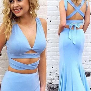 import placeholder for sexy mermaid two piece v neck blue long 160219101