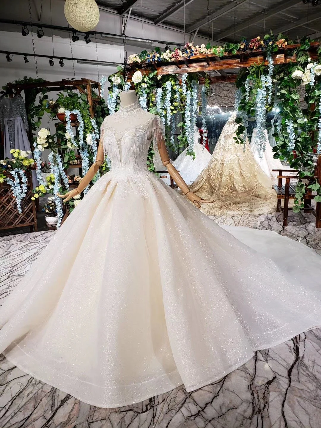 off white high neck ball gown wedding dresses, open back beaded wedding gown dmj96 off white high neck ball gown wedding dresses, open back beaded wedding gown dmj96