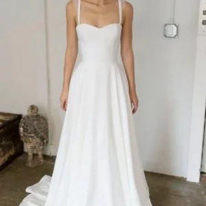Wedding Dresses import placeholder for a line spaghetti straps sweep train sati 160220357