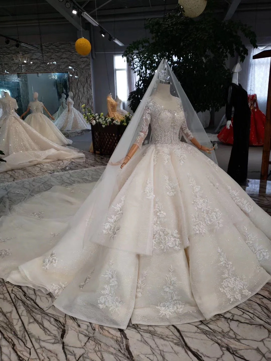 elegant scoop ball gown wedding dresses, 3/4 sleeves wedding gown dmj97 elegant scoop ball gown wedding dresses, 3/4 sleeves wedding gown dmj97