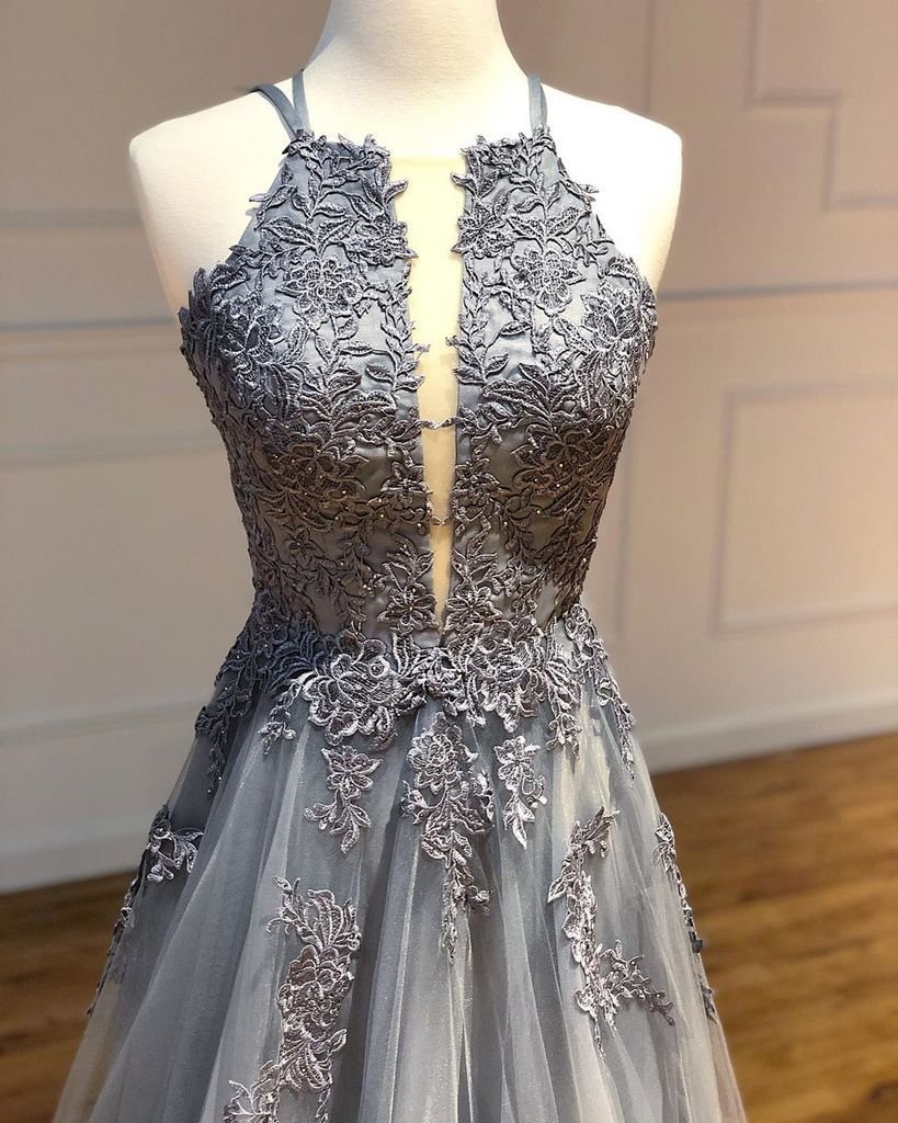 a line spaghetti straps lace appliques grey tulle long prom dresses party dresses dmr70 a line spaghetti straps lace appliques grey tulle long prom dresses party dresses dmr70