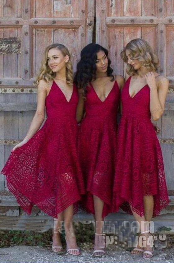 navy blue/pink deep v neck spaghetti straps sleeveless asymmetry lace a line bridesmaid dress dm236 navy blue/pink deep v neck spaghetti straps sleeveless asymmetry lace a line bridesmaid dress dm236
