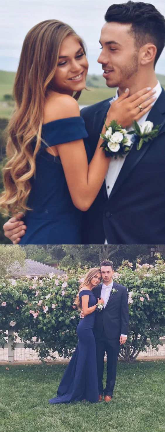 elegant navy blue off the shoulder mermaid long prom dresses dma11 elegant navy blue off the shoulder mermaid long prom dresses dma11