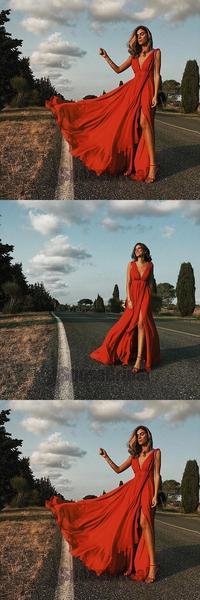 red sexy simple deep v neck side split chiffon prom dresses dm902 red sexy simple deep v neck side split chiffon prom dresses dm902
